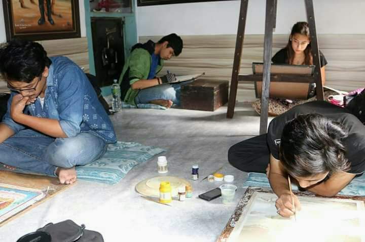 Artist at art studio